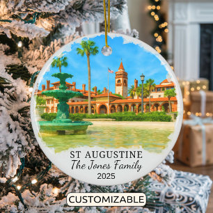 Personalized St Augustine Ornament, Florida Ceramic Tree Decoration