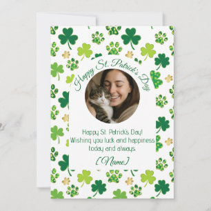 Personalized St. Patrick’s Day Cat Lover Greeting  Holiday Card