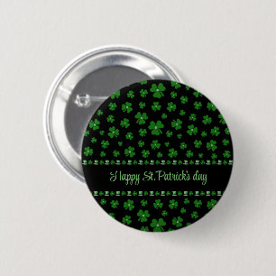 Personalized St. Patrick’s Day Shamrock on Black 6 Cm Round Badge