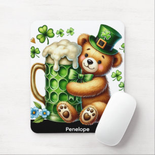 Personalized St. Patrick's Day Bear Mouse Pad