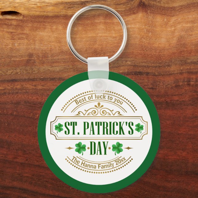 Personalized St. Patrick's Day I Luck of the Irish Key Ring (Back)
