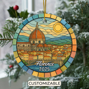 Personalized Stained Glass Florence, Italy Ceramic Tree Decoration