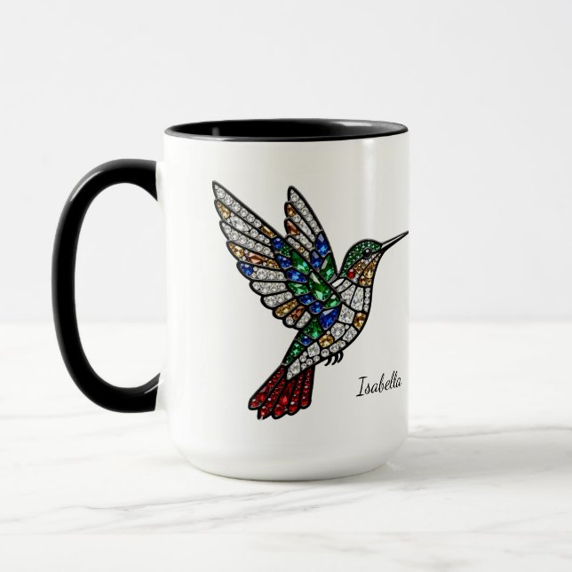 Personalized Stained Glass Hummingbird Mug (Left)