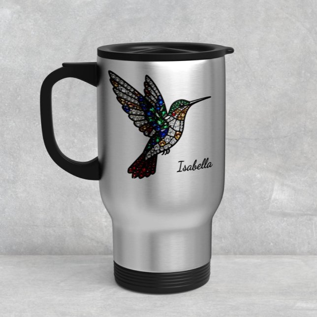 Personalized Stained Glass Hummingbird Travel Mug (Creator Uploaded)