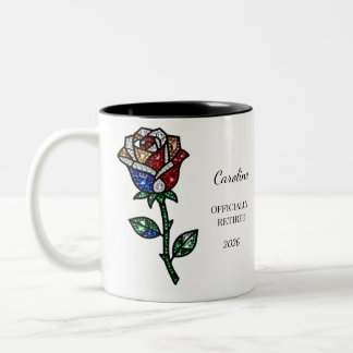 Personalized Stained Glass Rose Retirement Mug