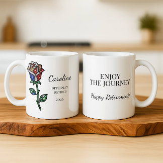 Personalized Stained Glass Rose Retirement Mug