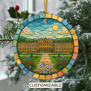 Personalized Stained Glass Vienna, Austria Ceramic Tree Decoration