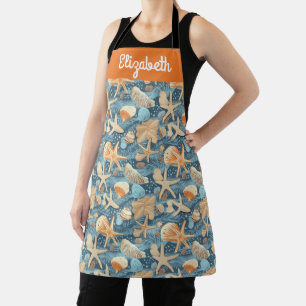 Personalized Starfish Shell Shoreline Chef's Apron