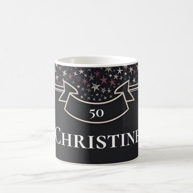 Personalized Starry Night - Custom Name & Age  Coffee Mug (Center)