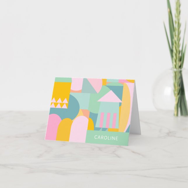 Personalized Stationery Cute Geometric Pastel Note Card (Front)