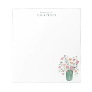 Personalized Stationery Name Hand-Painted Floral  Notepad