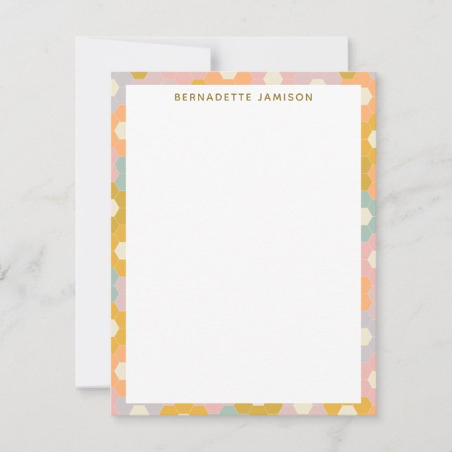 Personalized Stationery Name Vintage Pastel Border Card (Front)