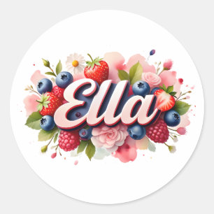 Personalized Sticker Ella Berry Floral Design