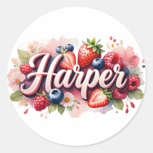 Personalized Sticker Harper Berry Floral Design