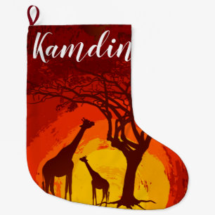 Personalized Stocking African Safari Giraffe Sun