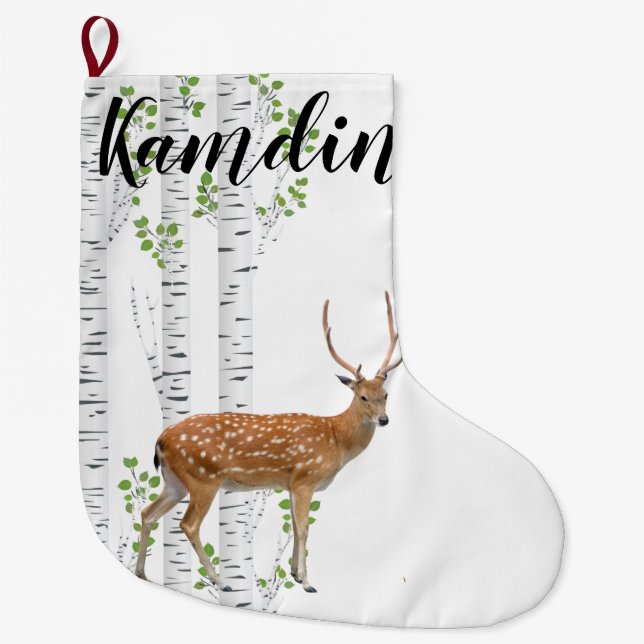 Personalized Stocking  Deer Doe Woodland Buck (Front)