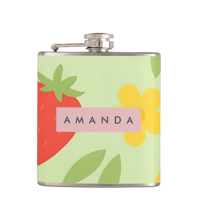 Personalized Strawberry Lemon Blueberry Fruit Hip Flask (Front)