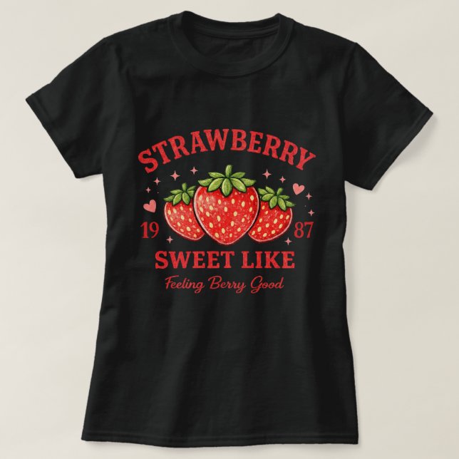 Personalized Strawberry Sweet Custom Birth Year T-Shirt (Design Front)