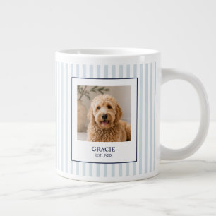 Personalized Stripe Pet Name Photo Large Coffee Mug