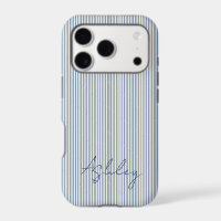 Personalized Striped Blue Tones Minimalist Chic