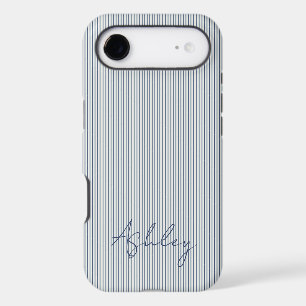 Personalized Striped Blue Tones Minimalist Chic