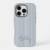 Personalized Striped Blue Tones Minimalist Chic