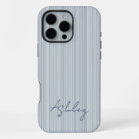 Personalized Striped Blue Tones Minimalist Chic