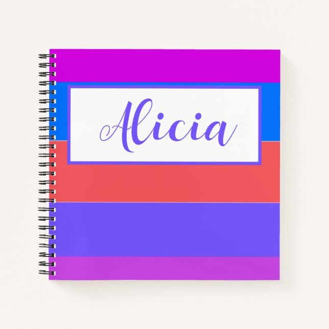 PERSONALIZED STRIPED DESIGN Notebook (Front)