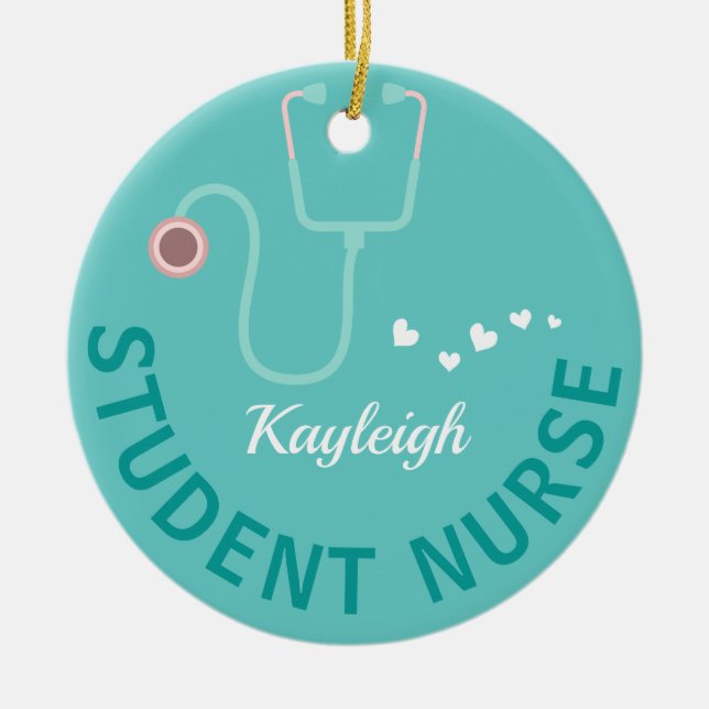 Personalized Student Nurse- stethoscope Ceramic Tree Decoration (Front)
