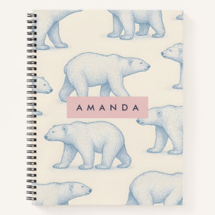 Personalized Stylish Fun Polar Bear Pattern Notebook