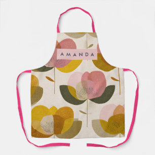 Personalized Stylish Mid Century Floral Art Apron