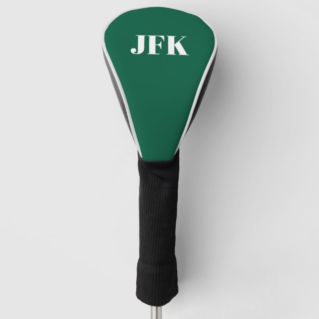 Personalized Stylish monogram green Golf Head Cover (Front)