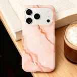 Personalized Stylish Pink Marble Modern<br><div class="desc">Elevate your phone style with this Modern Marble Monogram iPhone 17 Pro Case. Featuring a sleek white marble background with customizable initials, this chic design combines elegance with personalization. Perfect for everyday use or as a thoughtful gift, this case adds both protection and a touch of sophistication to your device....</div>