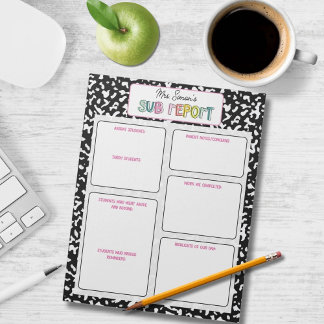 Personalized Substitute Teacher Report Note