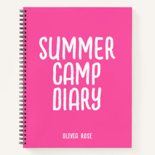 Personalized Summer Camp Diary in Pink Notebook
