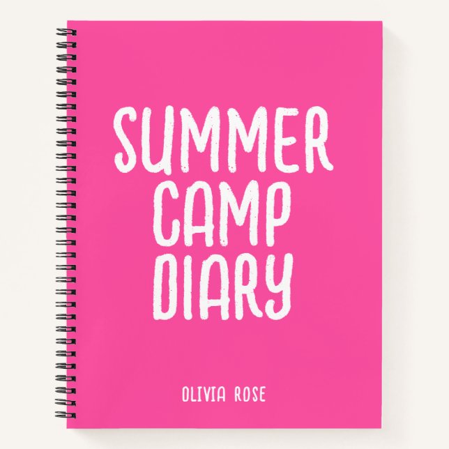 Personalized Summer Camp Diary in Pink  Notebook (Front)