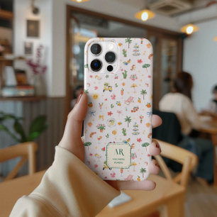 Personalized Summer Watercolor Monogram iPhone 15 Pro Max Case