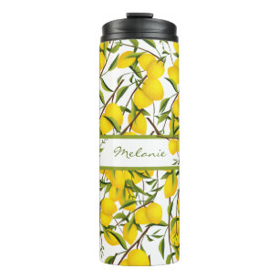 Personalized Summery Citrus Lemon Tree Branches Thermal Tumbler