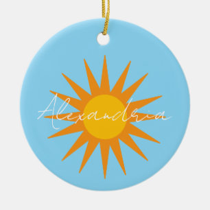 Personalized Sun Name Christmas Ceramic Tree Decoration
