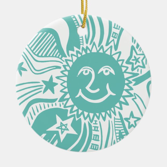 Personalized Sun Pattern Ceramic Tree Decoration (Front)