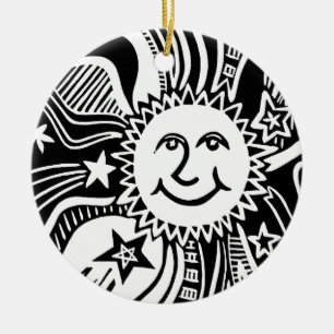 Personalized Sun Pattern Ceramic Tree Decoration