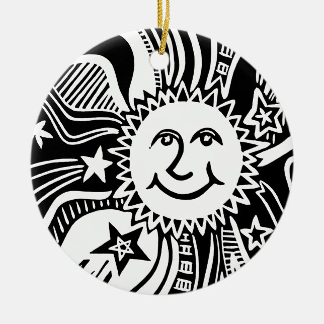 Personalized Sun Pattern Ceramic Tree Decoration (Front)