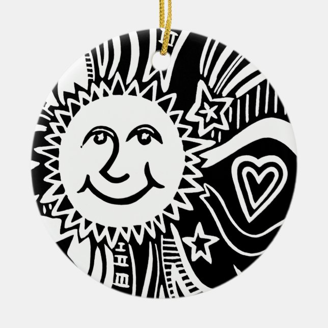 Personalized Sun Pattern Ceramic Tree Decoration (Front)