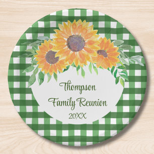 Personalized Sunflower Family Reunion Paper Plate