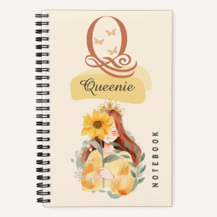 Personalized Sunflower Girl Spiral Notebook