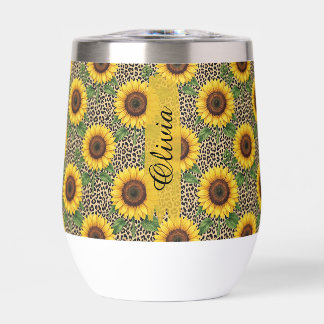 Personalized Sunflower Leopard Print 11oz Cup