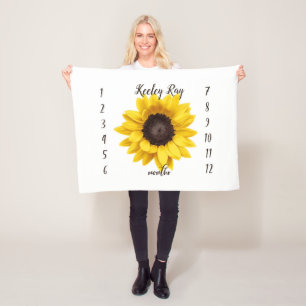 Personalized Sunflower Monthly Milestone Blanket