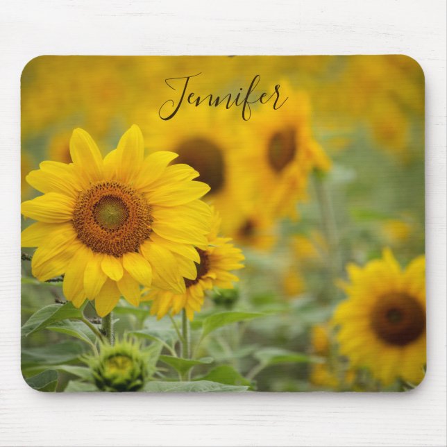 Personalized Sunflower Mouse Pad Yellow Flowers (Front)