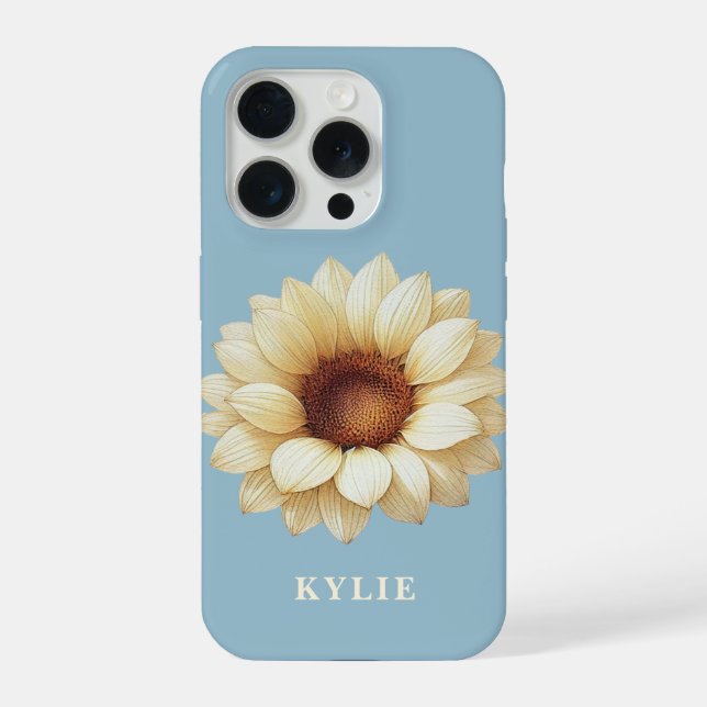 Personalized Sunflower Name Blue Phone Case (Back)