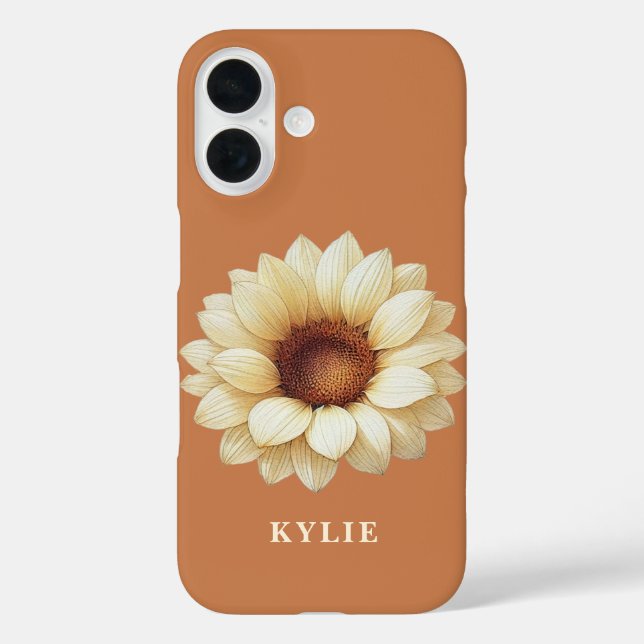 Personalized Sunflower Name Terra Cotta Phone Case (Back)